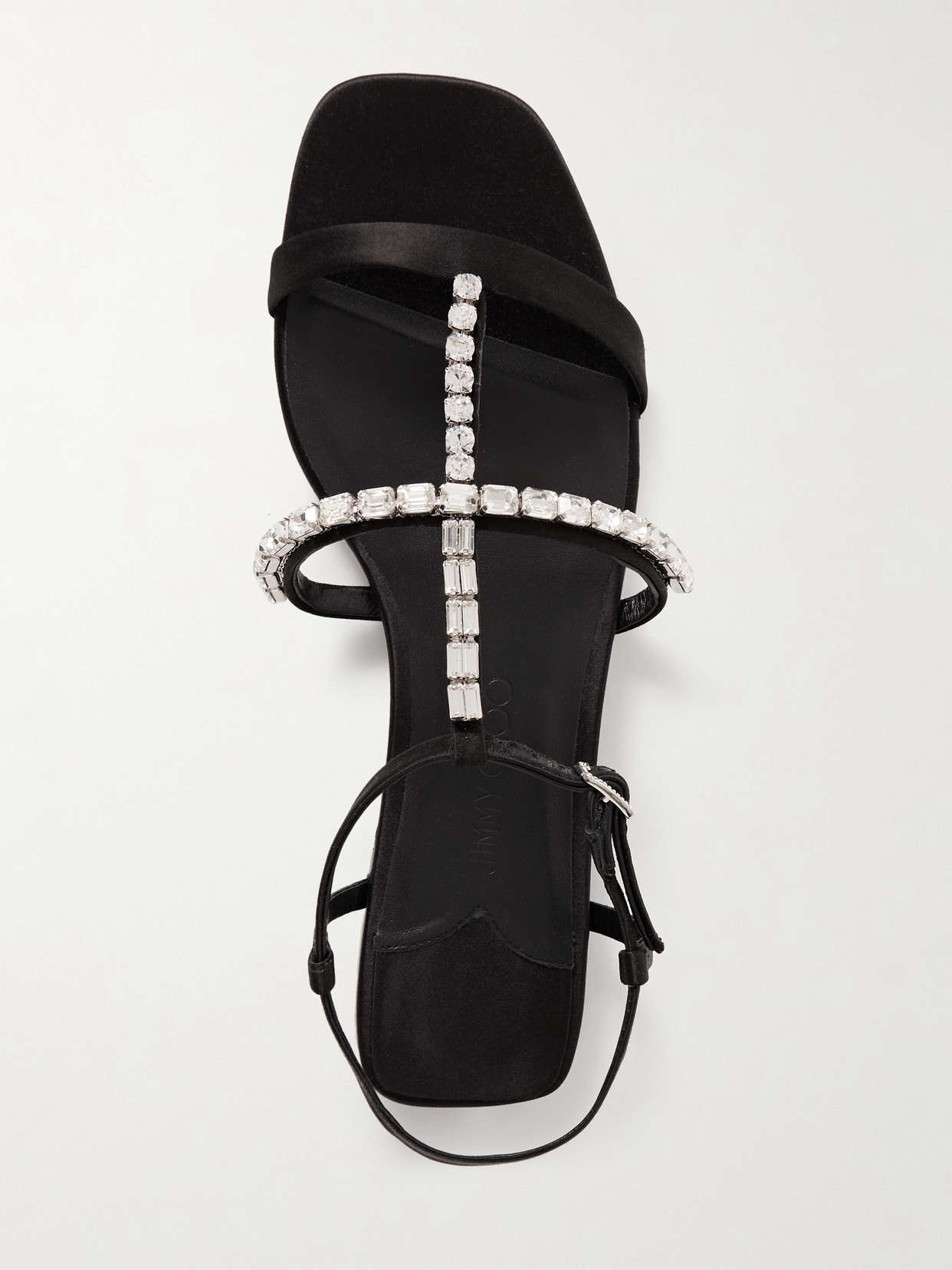 Jimmy Choo Embellished T-bar Heel Strap Sandals In Black
