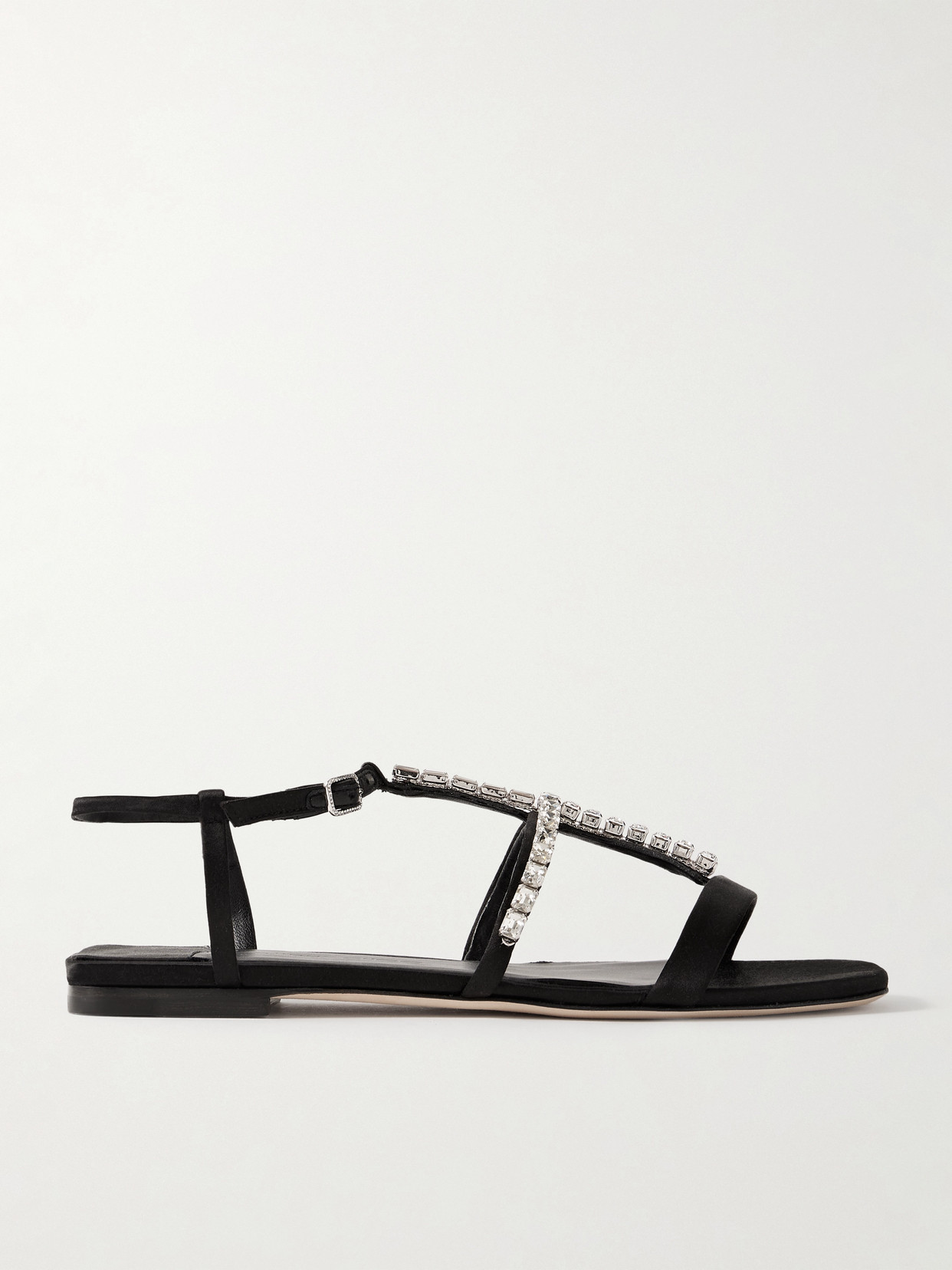 Jimmy Choo Embellished T-bar Heel Strap Sandals In Black