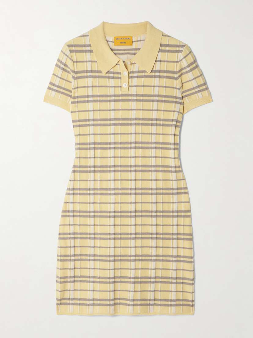 Guest In Residence Checked Ribbed Silk-blend Mini Dress