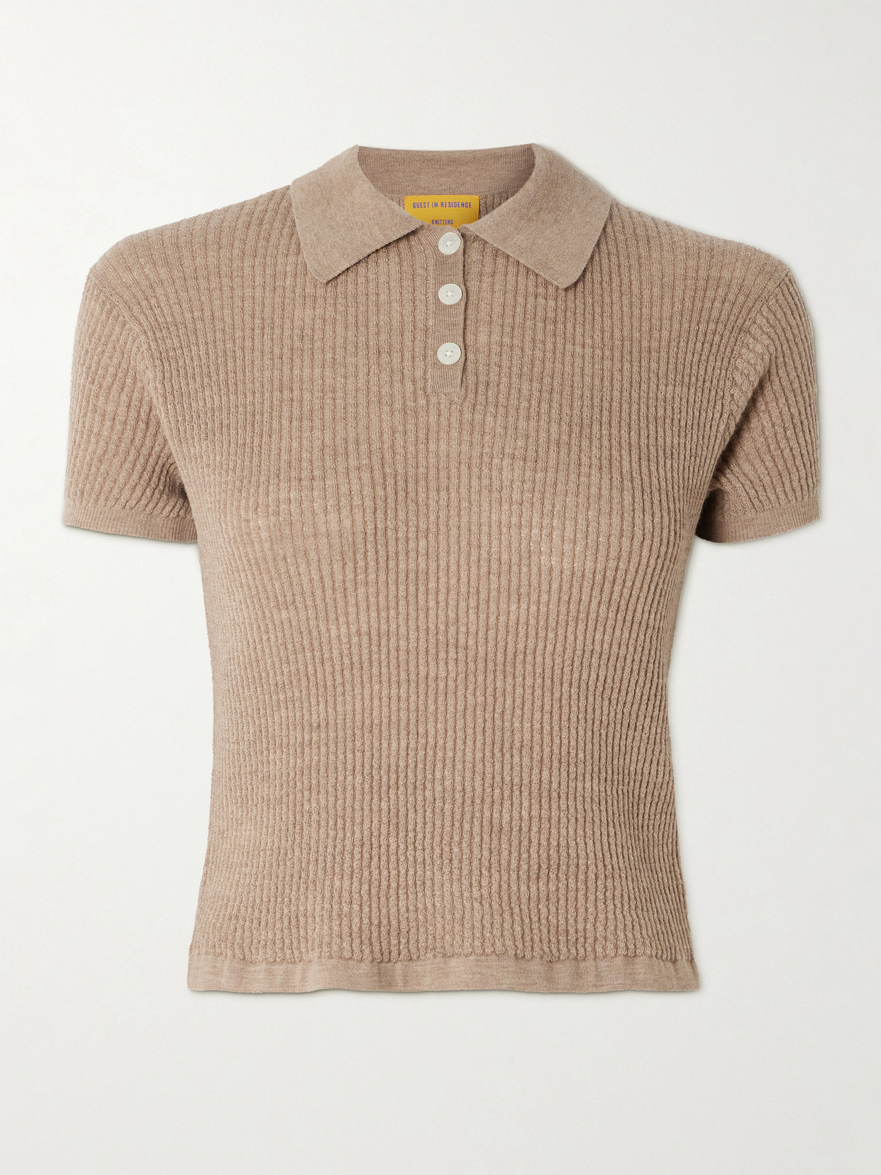 Guest In Residence Ribbed Cashmere Polo Sweater In Brown