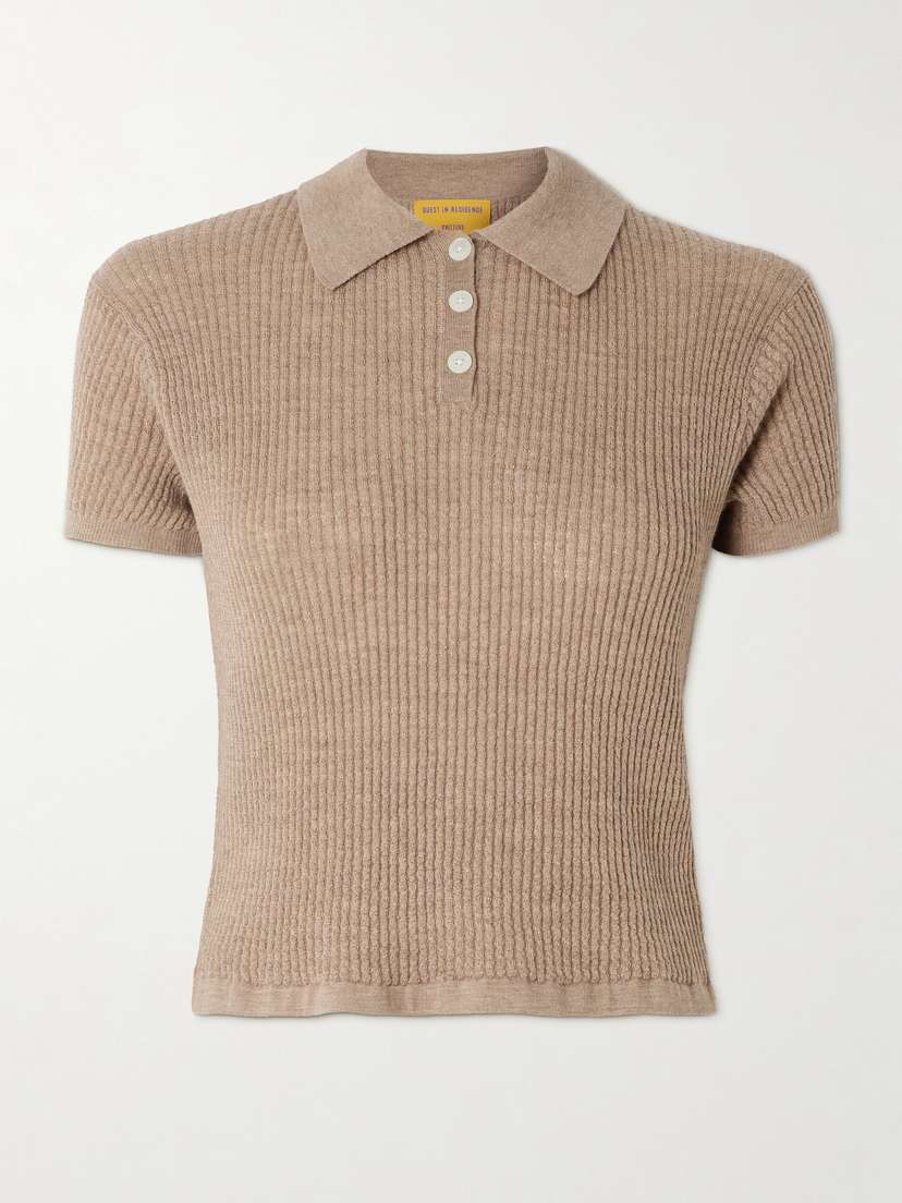 Guest In Residence Ribbed Cashmere Polo Sweater