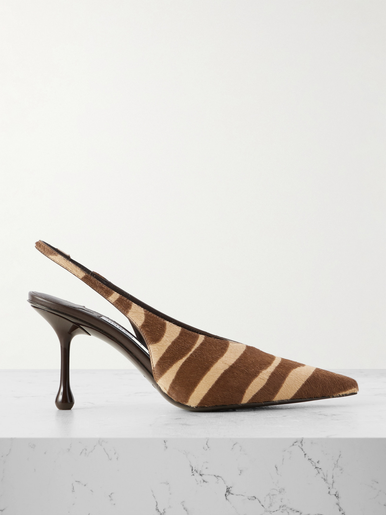 Jimmy Choo Isa 80 Zebra-print Calf Hair Slingback Sandals In Brown