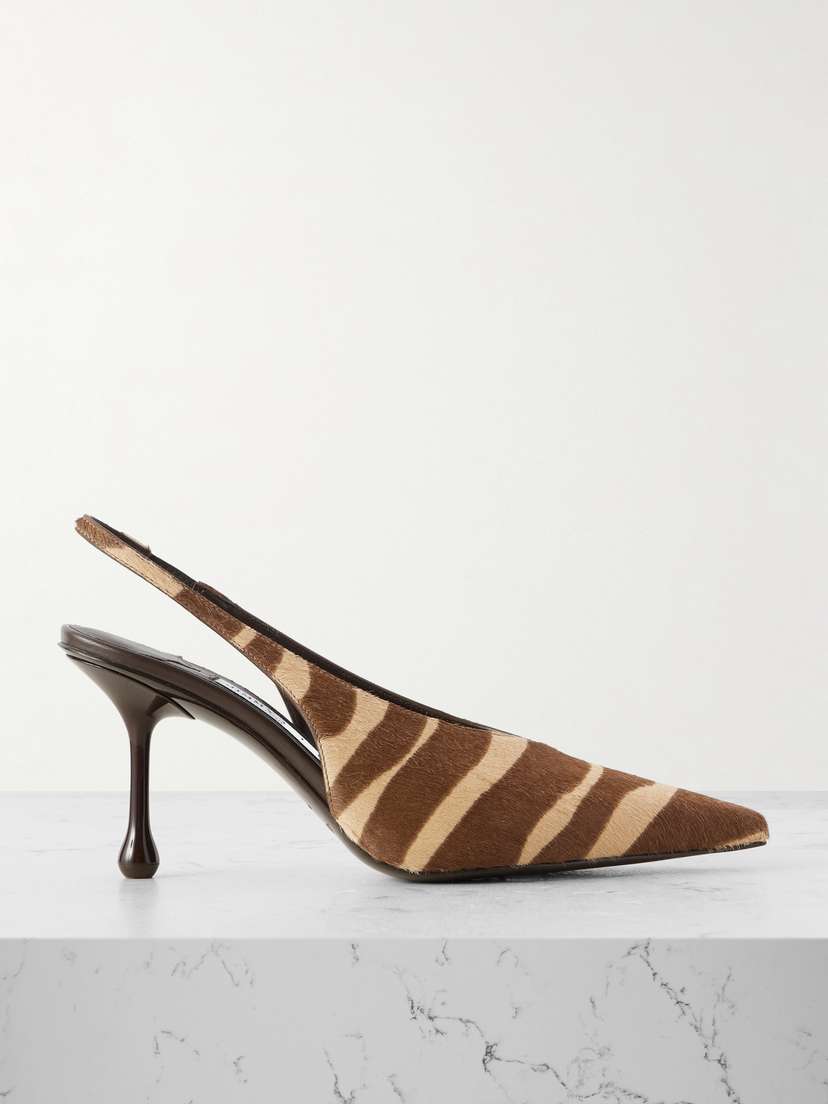 Jimmy Choo Isa 80 Zebra-print Calf Hair Slingback Sandals