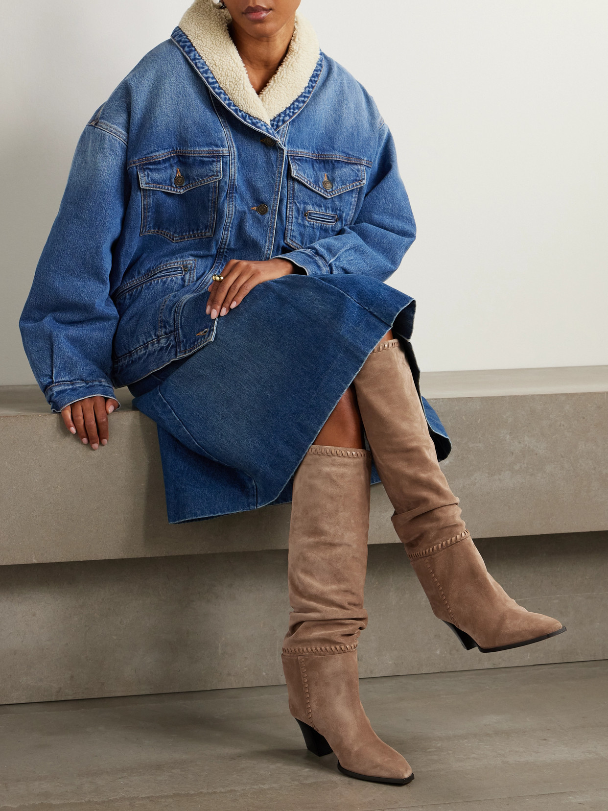 Jimmy Choo Hart Stitch 60 Suede Knee-high Boot In Brown