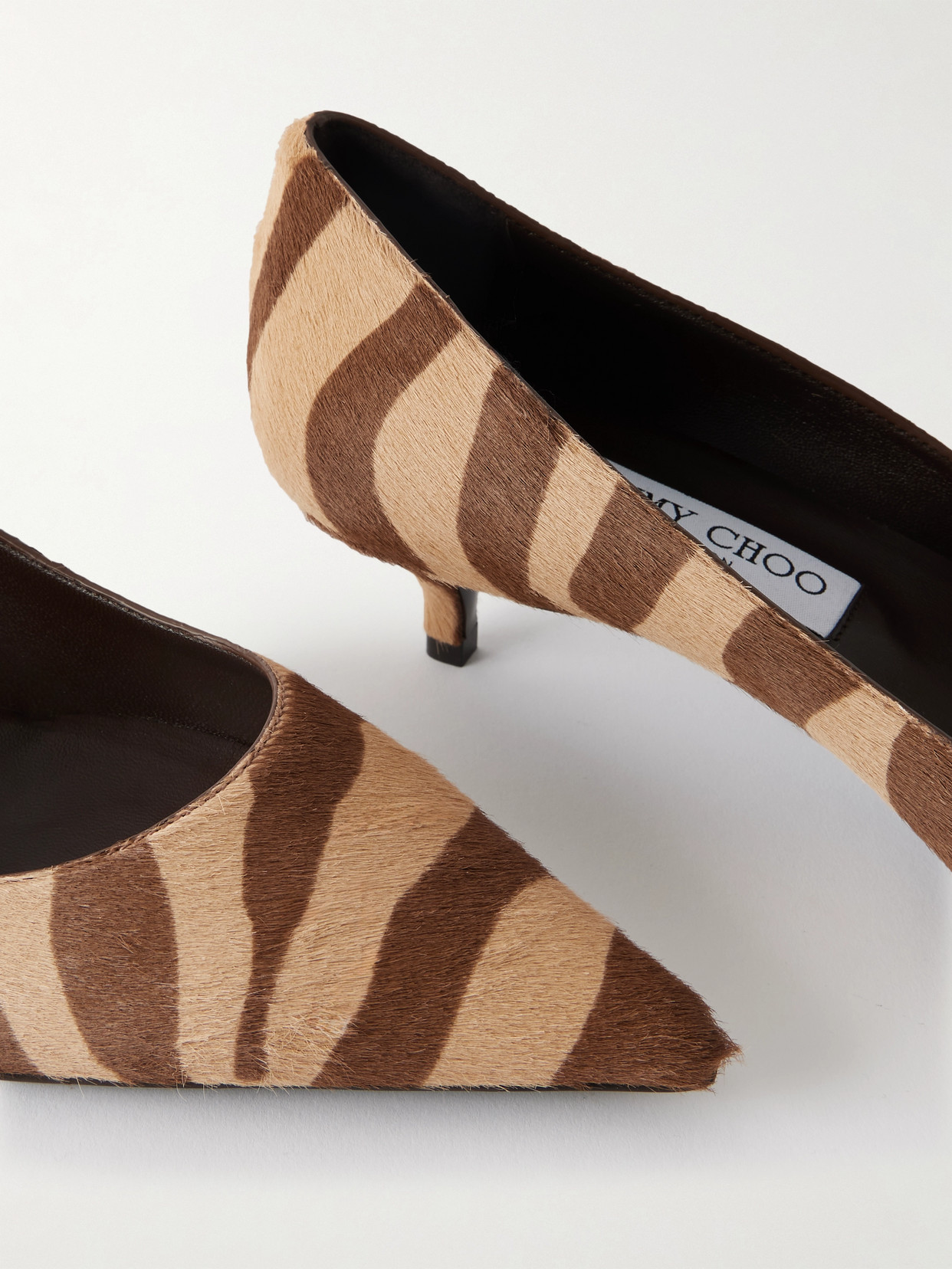 Jimmy Choo Amelia 30 Zebra-print Calf Hair Pumps In Brown