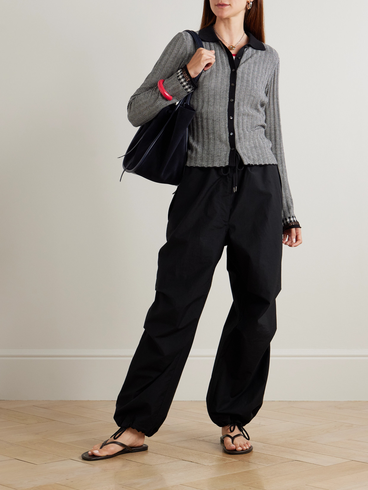 Guest In Residence Striped Silk And Linen-blend Shirt In Gray