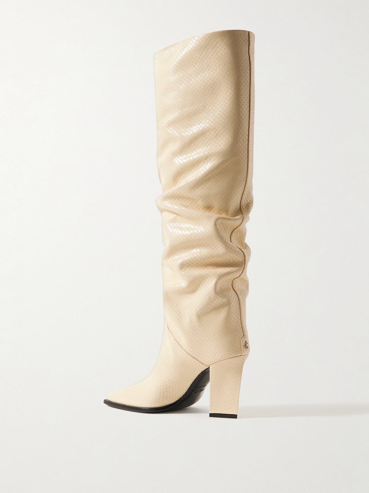 Hart 85 Ruched Snake-Effect Leather Knee Boots