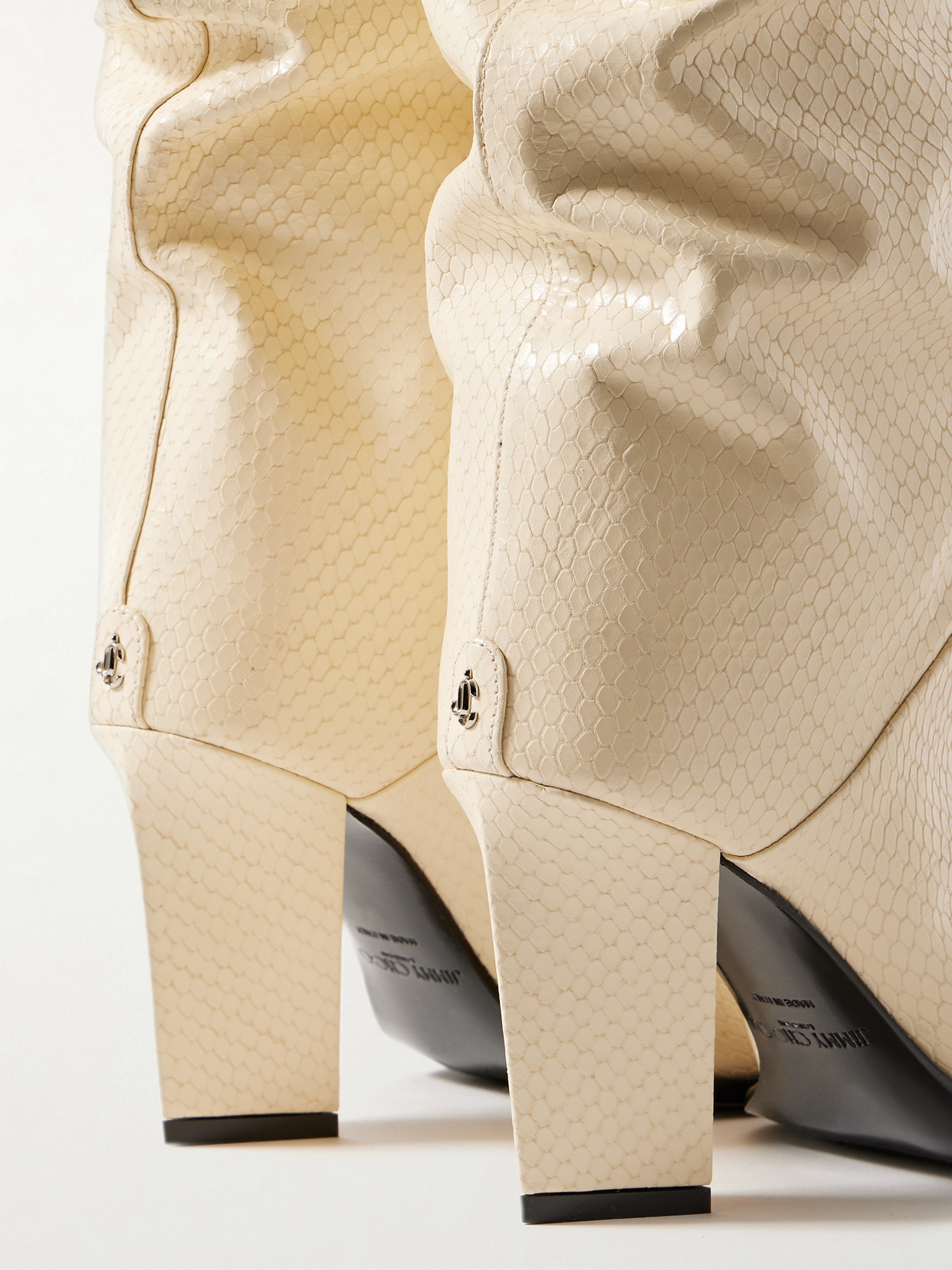 Hart 85 Ruched Snake-Effect Leather Knee Boots