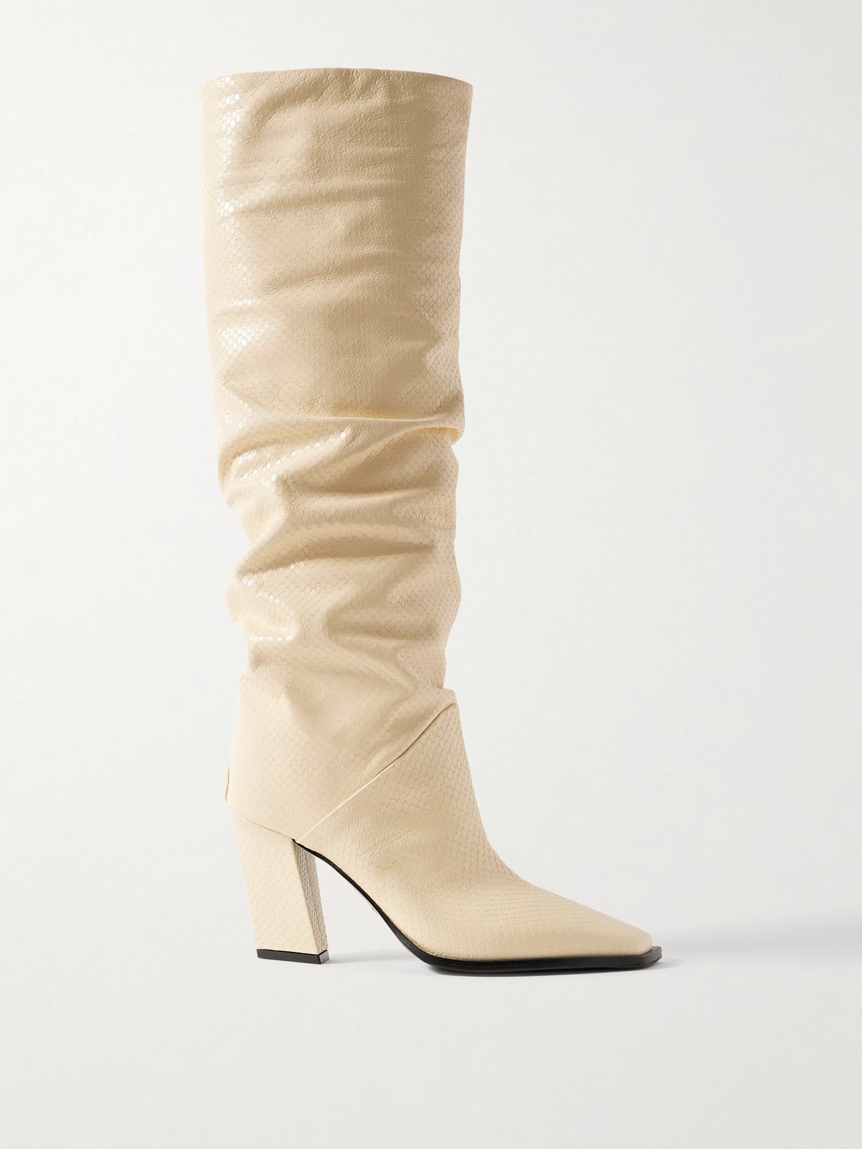 Hart 85 Ruched Snake-Effect Leather Knee Boots