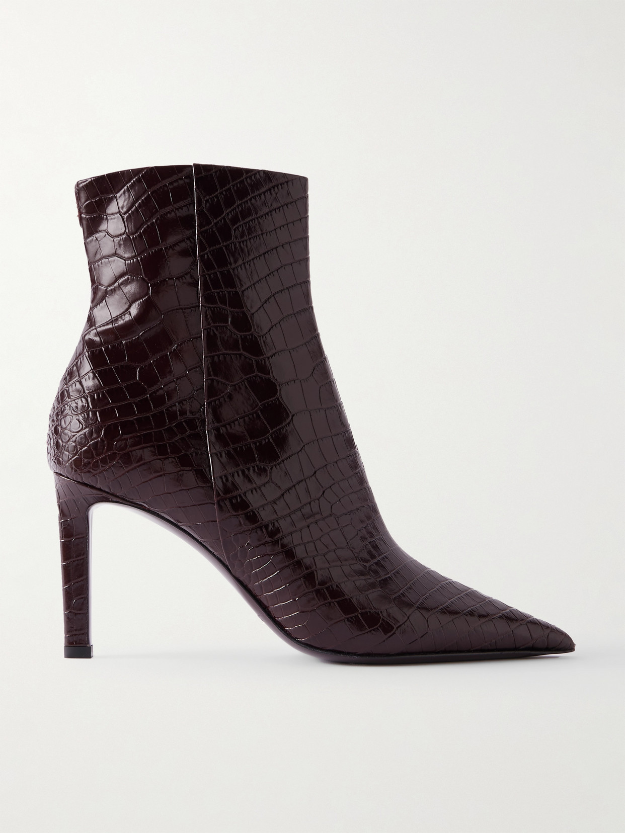 Jimmy Choo Frankie 85 Croc-effect Leather Ankle Boots In Burgundy