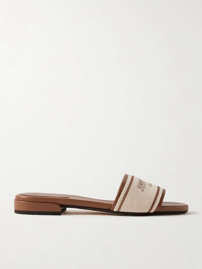 Jimmy Choo Joa Canvas And Leather Slides