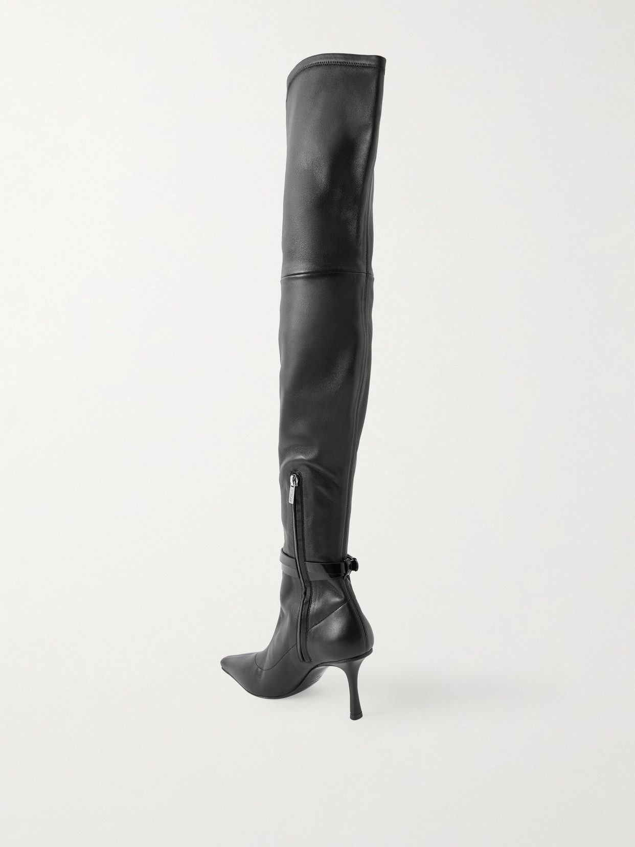 Jimmy Choo Camie 85 Belted Leather Over-the-knee Boots In Black