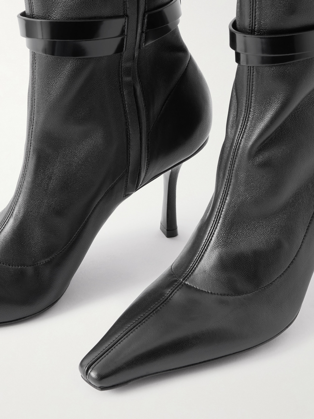 Jimmy Choo Camie 85 Belted Leather Over-the-knee Boots In Black