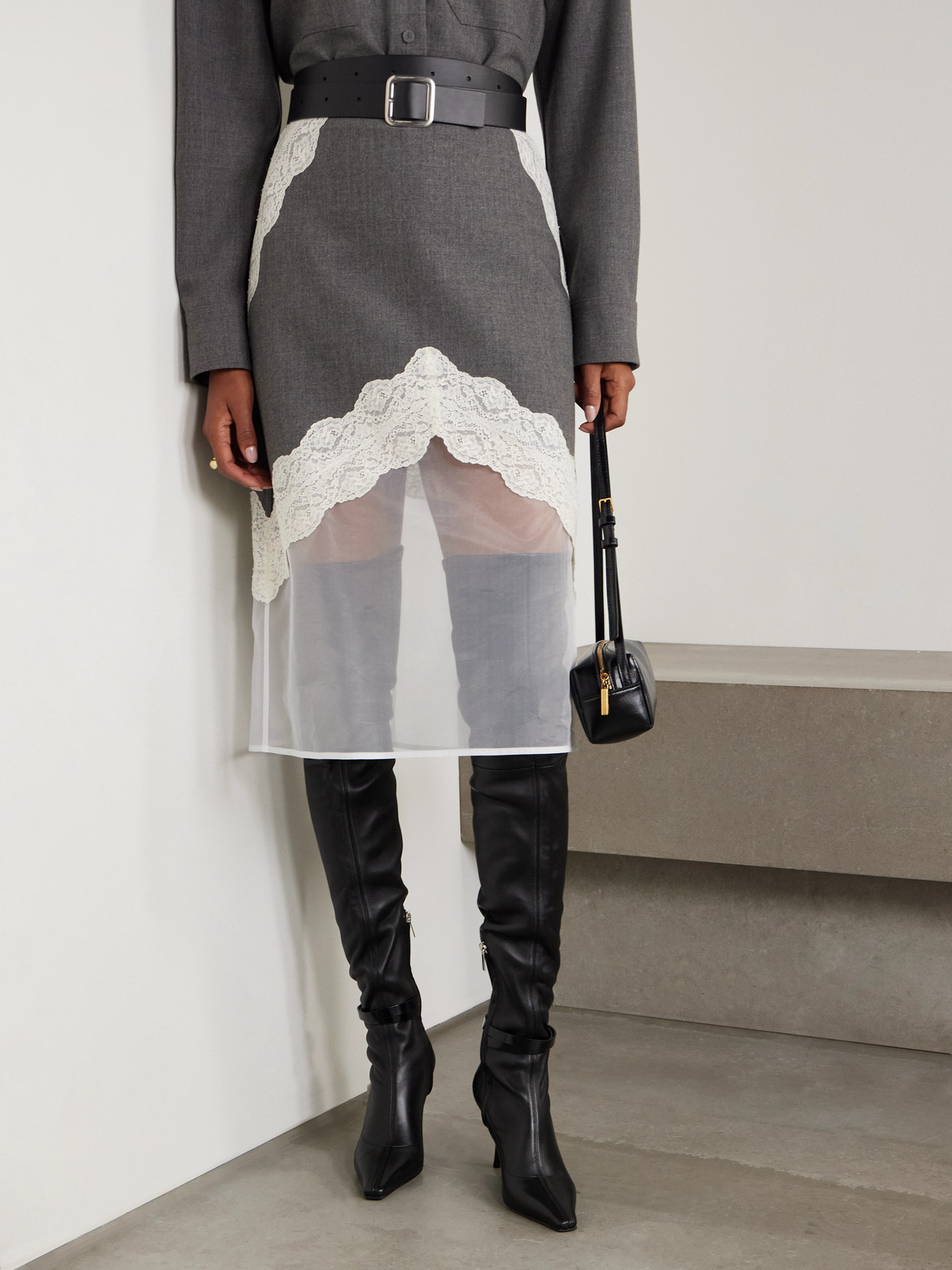 Jimmy Choo Camie 85 Belted Leather Over-the-knee Boots In Black