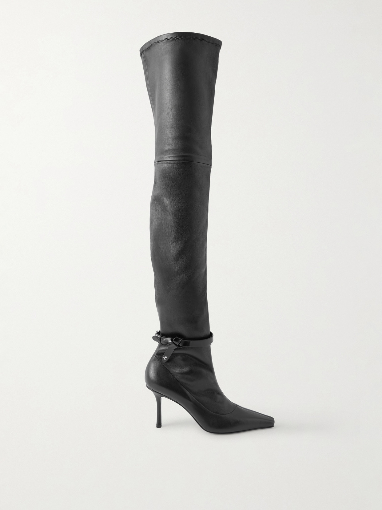 Jimmy Choo Camie 85 Belted Leather Over-the-knee Boots In Black