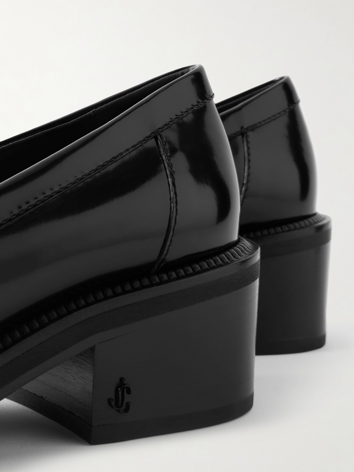 Jimmy Choo 50mm Tylor Leather Block-heel Loafers In Black