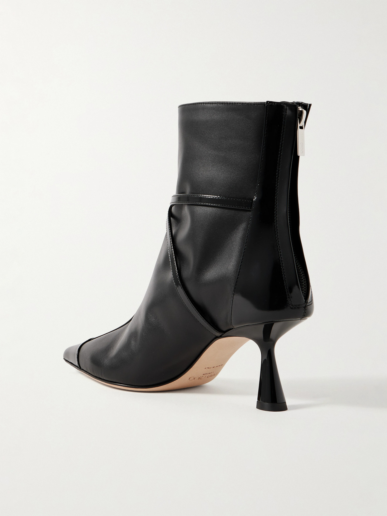 Jimmy Choo Aren 65 Embellished Paneled Leather Ankle Boots In Black