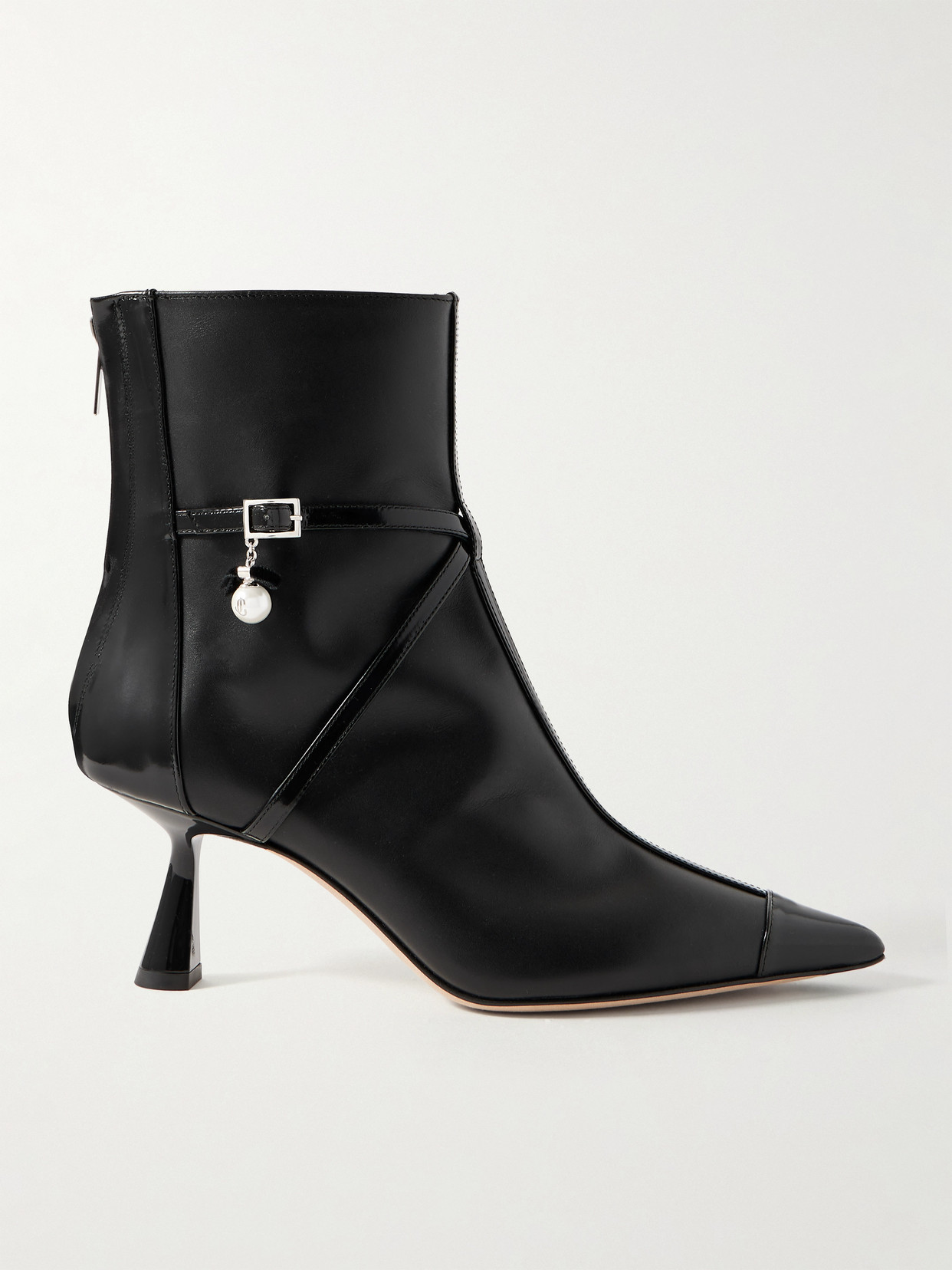 Jimmy Choo Aren 65 Embellished Paneled Leather Ankle Boots In Black
