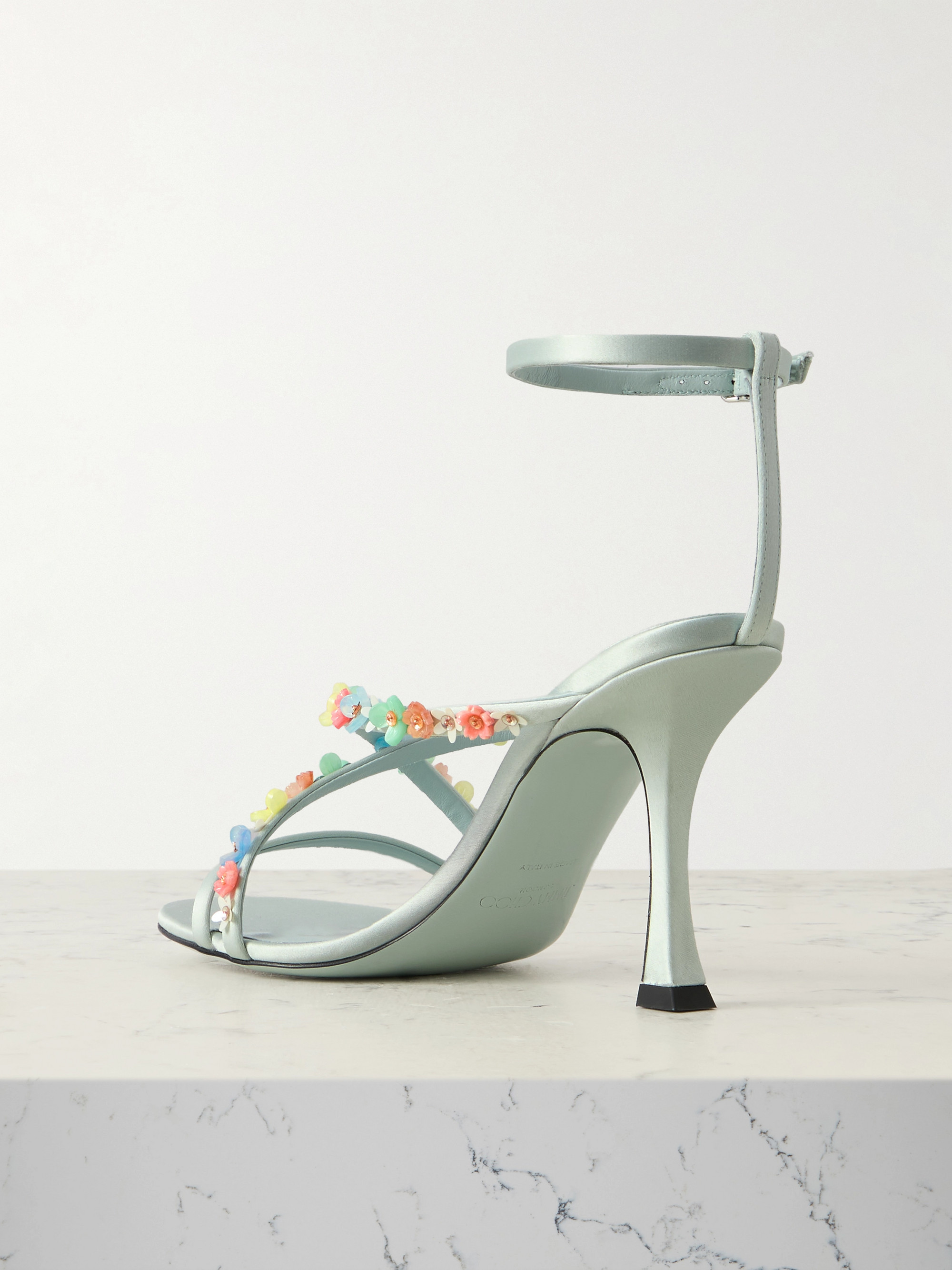 JIMMY CHOO Blanche 90 embellished satin sandals thumbnail