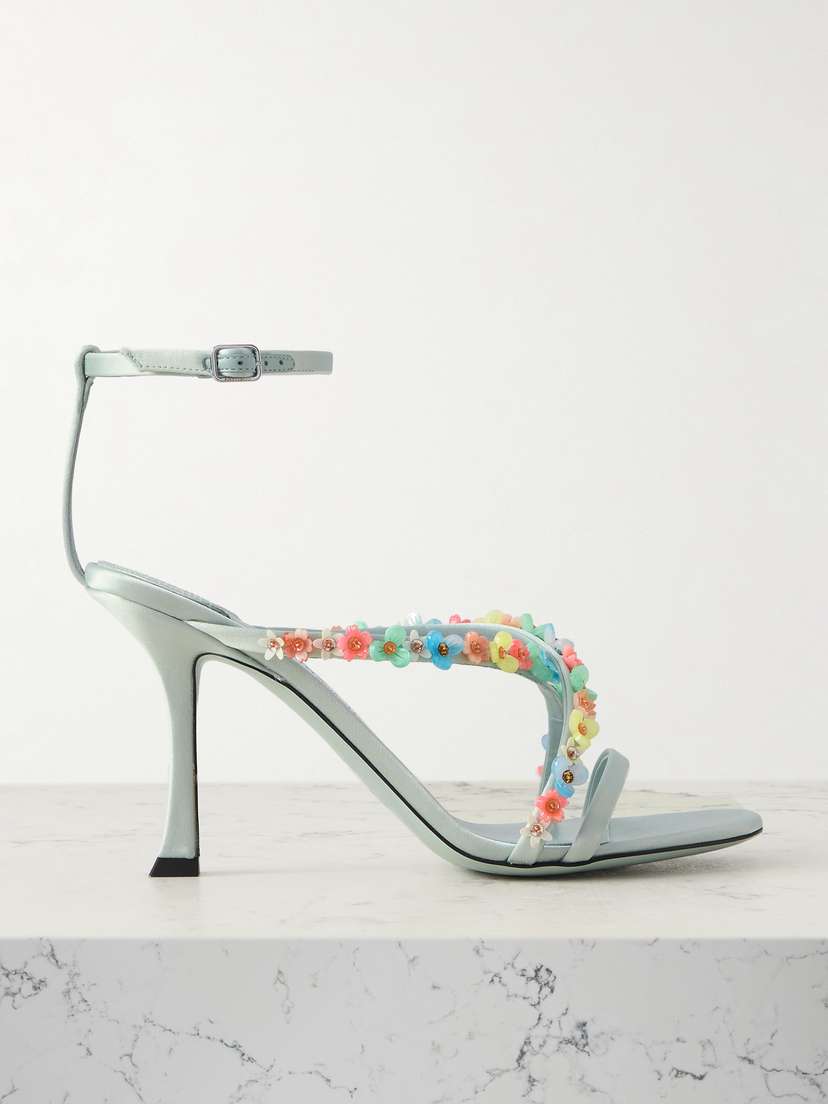 Jimmy Choo Blanche 90 Embellished Satin Sandals