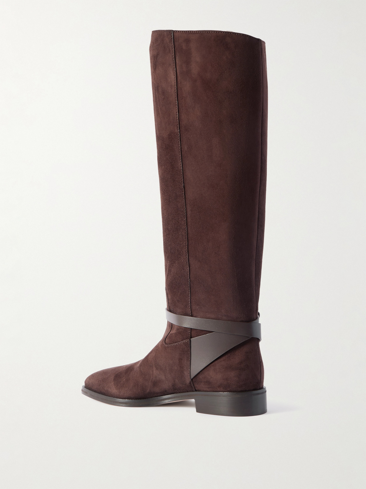 Jimmy Choo Lawton Leather-trimmed Suede Knee Boots In Brown