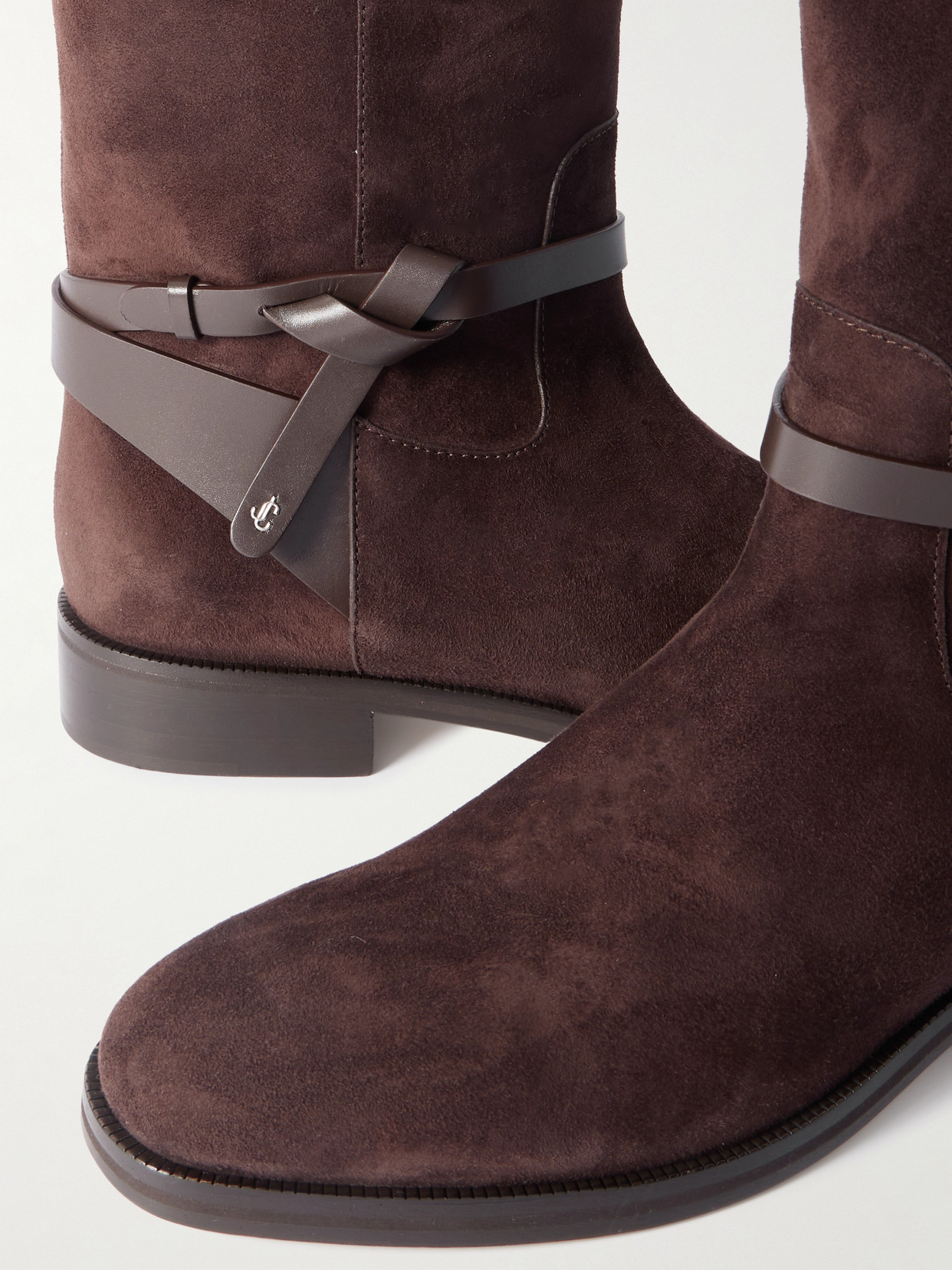 Jimmy Choo Lawton Leather-trimmed Suede Knee Boots In Brown