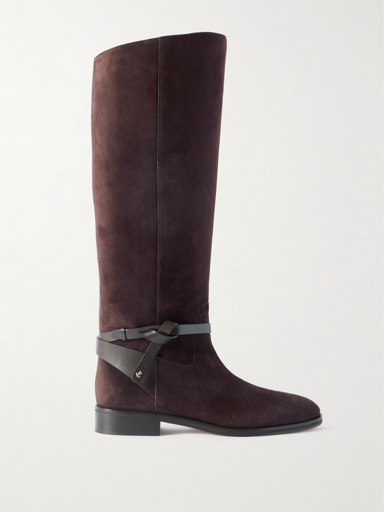Jimmy Choo Lawton Leather-trimmed Suede Knee Boots In Brown