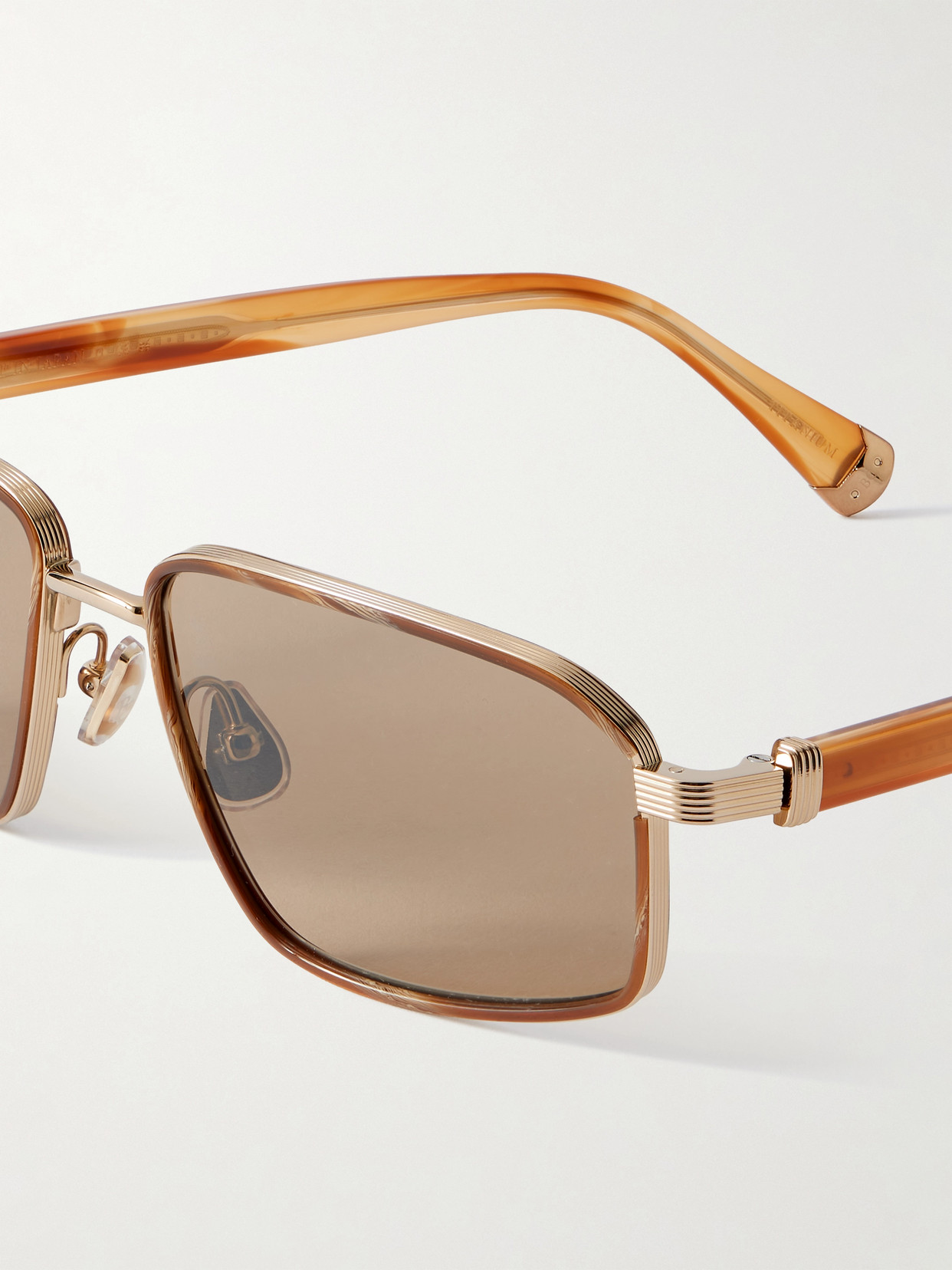 Brunello Cucinelli Square-frame Gold-tone And Acetate Sunglasses