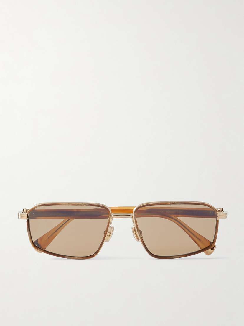 Brunello Cucinelli Square-frame Gold-tone And Acetate Sunglasses