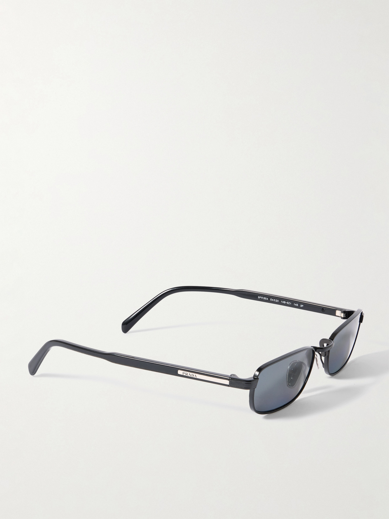 Prada Rectangle-frame Metal Sunglasses In Black