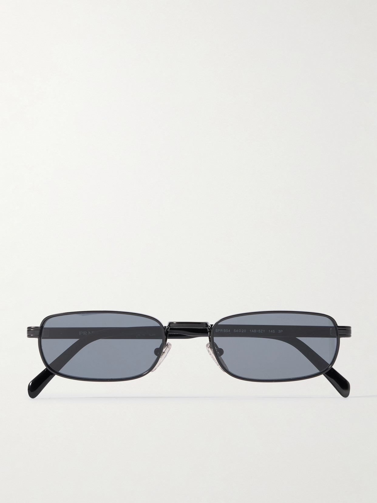 Prada Rectangle-frame Metal Sunglasses In Gray
