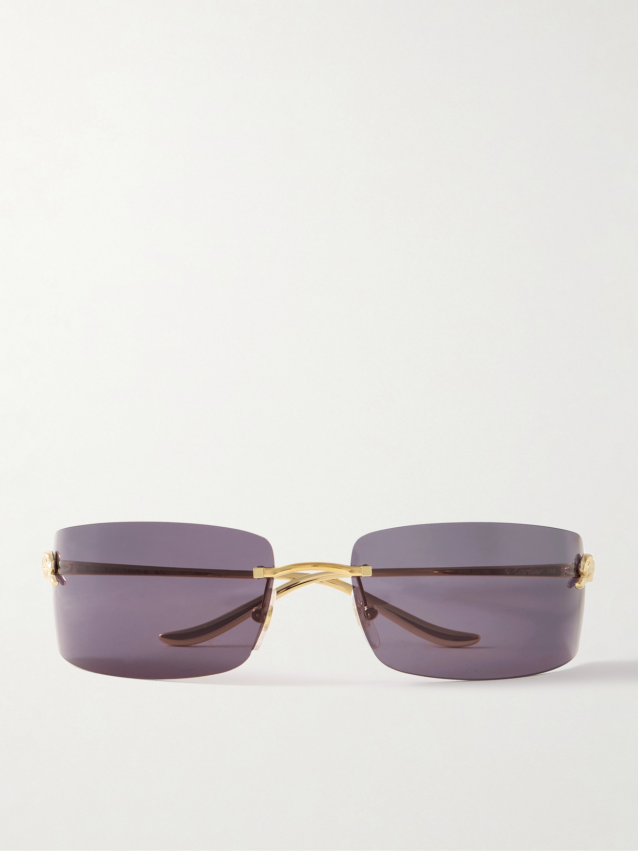 Cartier Eyewear - Panthère De Cartier Rectangle-frame Rimless Gold-tone Sunglasses - One size