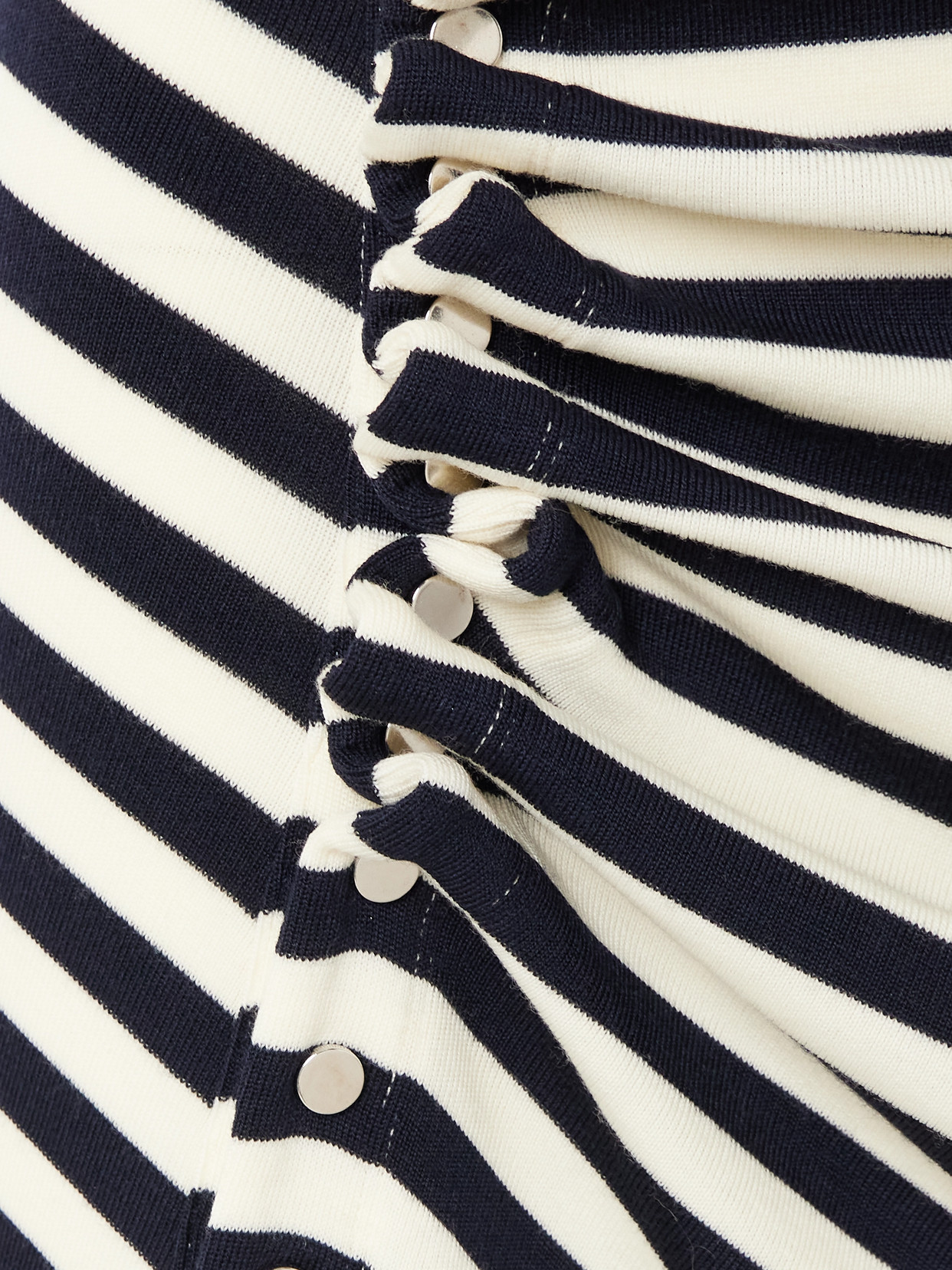 Rabanne Gathered Striped Wool-blend Midi Skirt In Multi