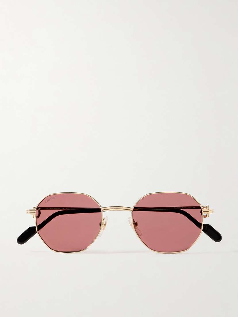 Cartier Eyewear Hexagon-frame Gold-tone Sunglasses