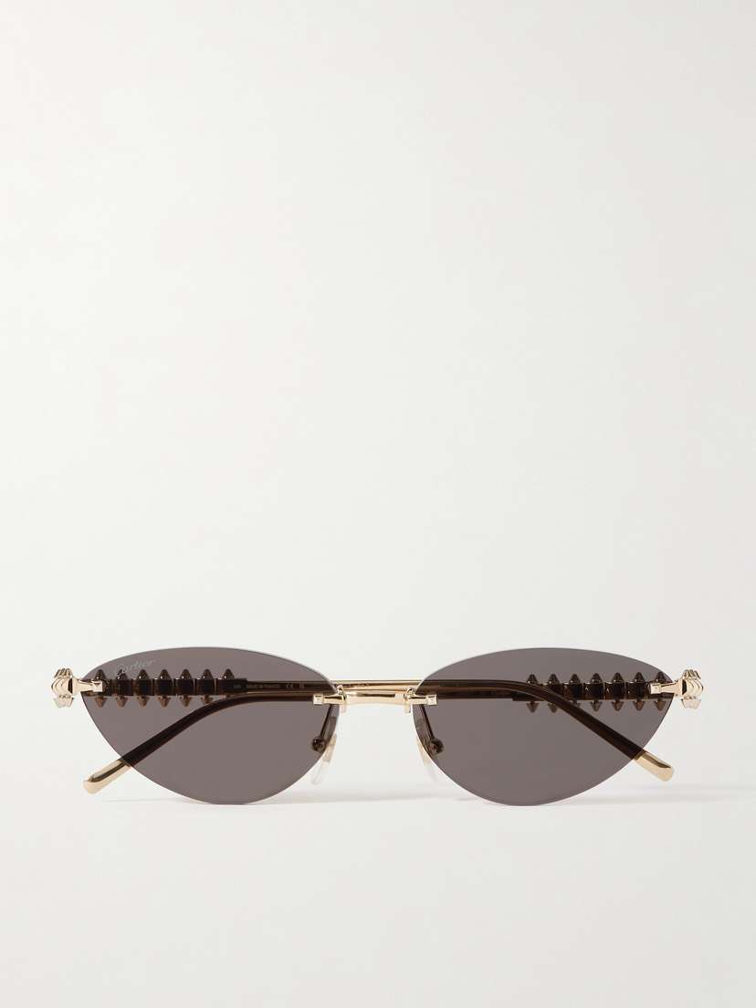 Cartier Eyewear Clash De Cartier Rimless Cat-eye Gold-tone Sunglasses