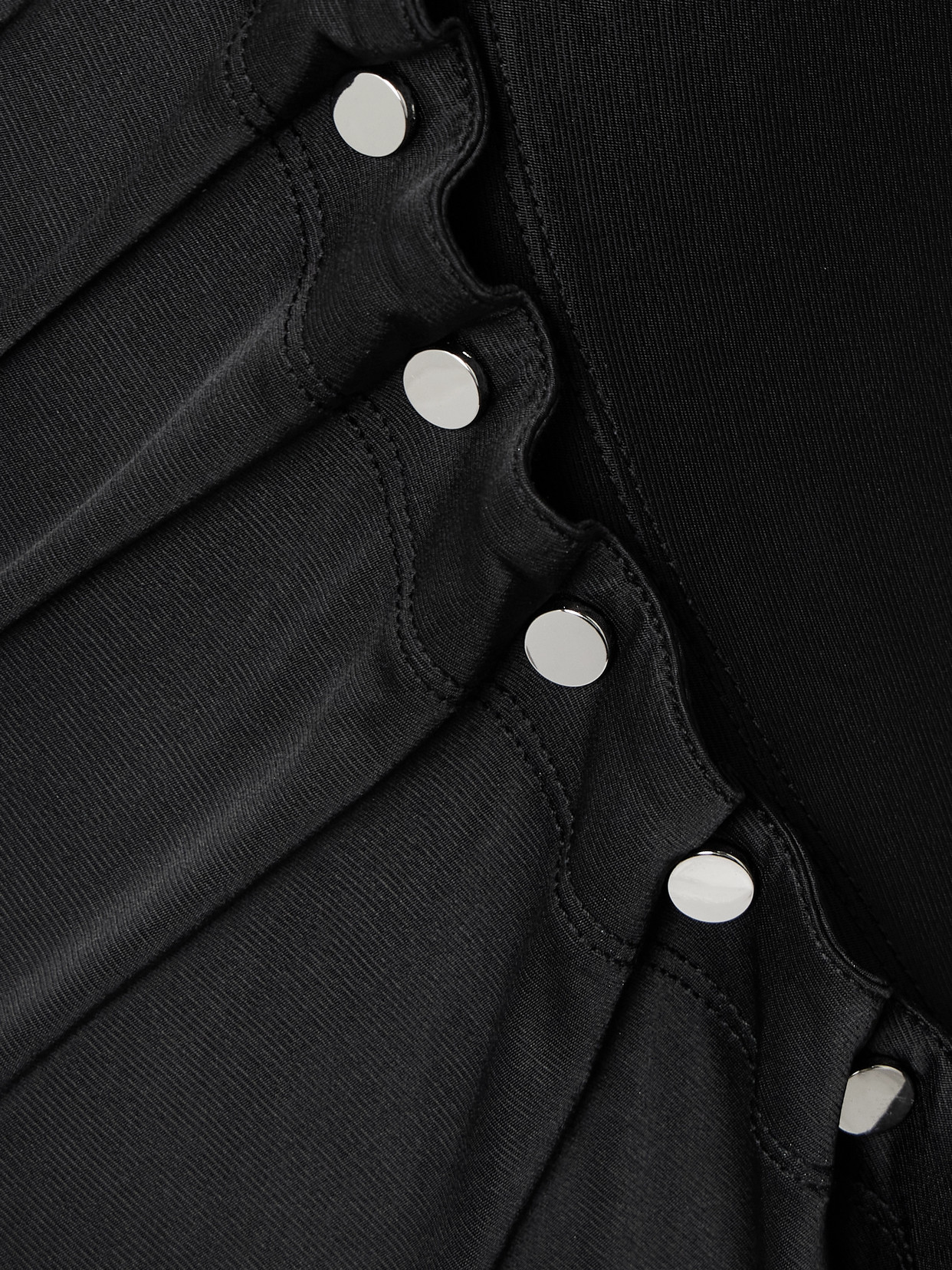 Rabanne Embellished Gathered Satin-jersey Midi Shirt Dress In Black