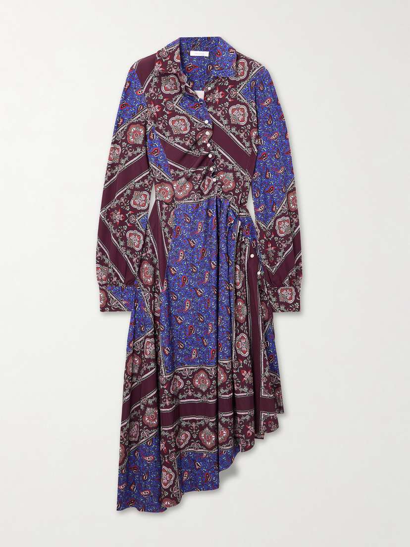 Rabanne Asymmetric Paisley-print Stretch-jersey Midi Dress