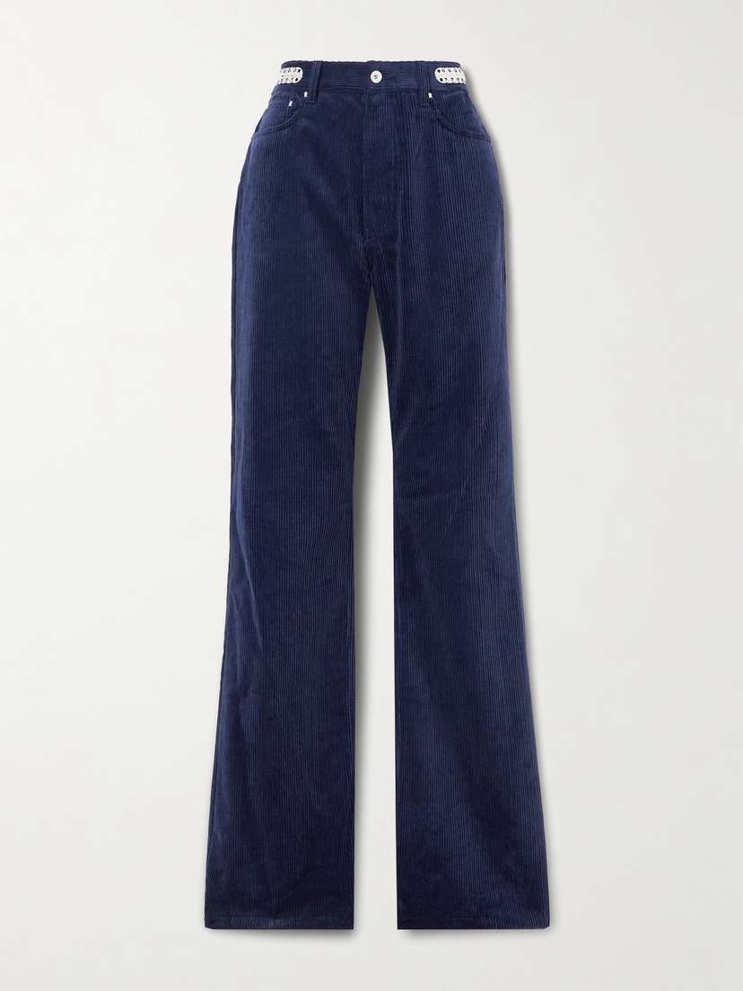 Rabanne Embellished Cotton-corduroy Slim-leg Pants