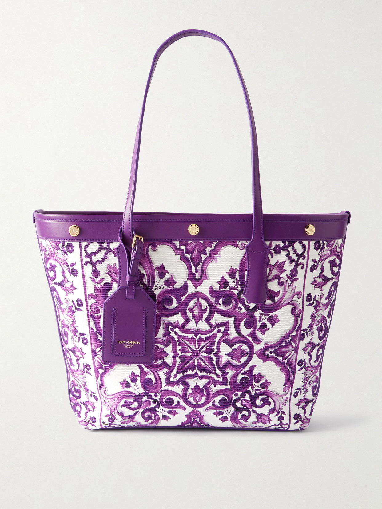 Dolce & Gabbana Leather-trimmed Printed Canvas Tote