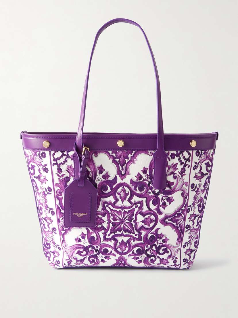 Dolce & Gabbana Leather-trimmed Printed Canvas Tote