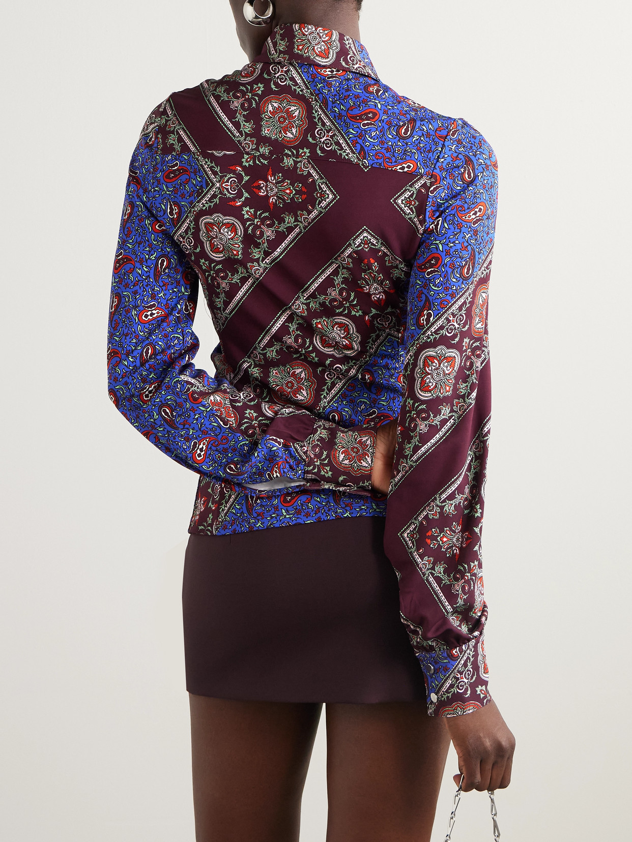 Rabanne Paisley Patchwork Ruched Button-front Shirt In Multi