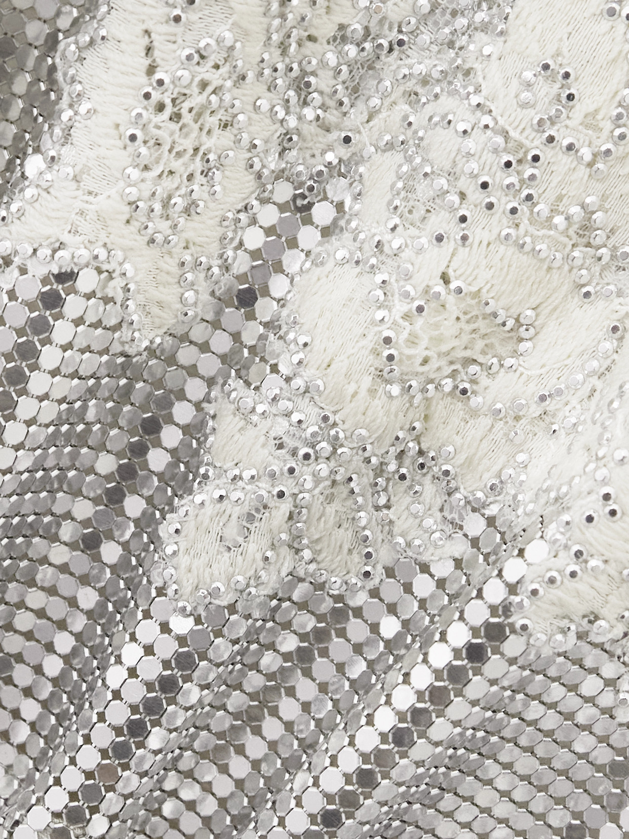 Rabanne Lace-trimmed Chainmail Blouse In Animal Print