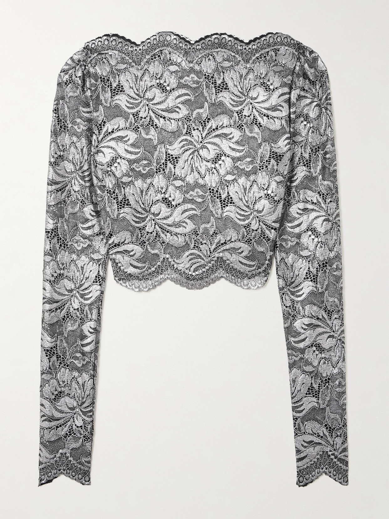 Rabanne Cropped Scalloped Stretch-lace Top