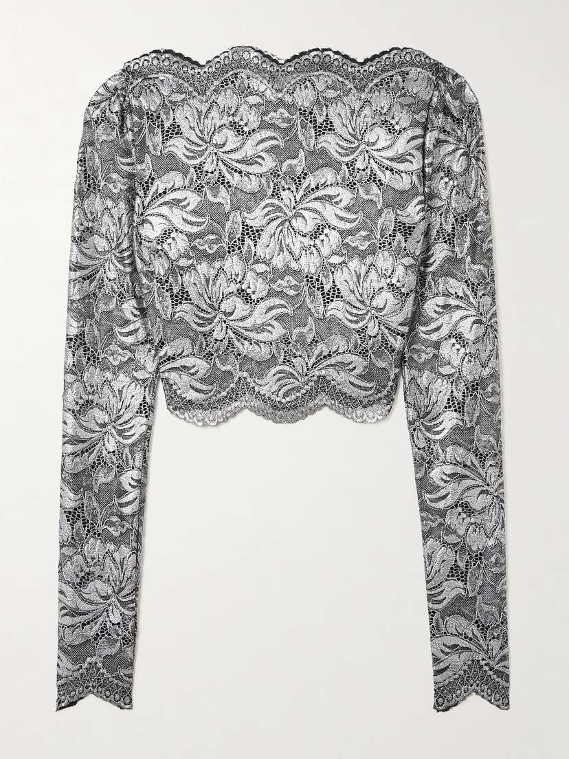 Rabanne Cropped Scalloped Stretch-lace Top