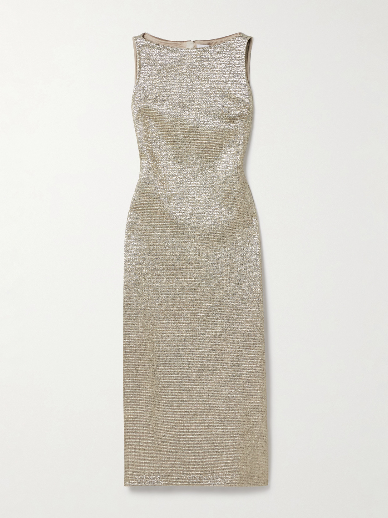 Adam Lippes Blaire Metallic Knitted Midi Dress In Gold
