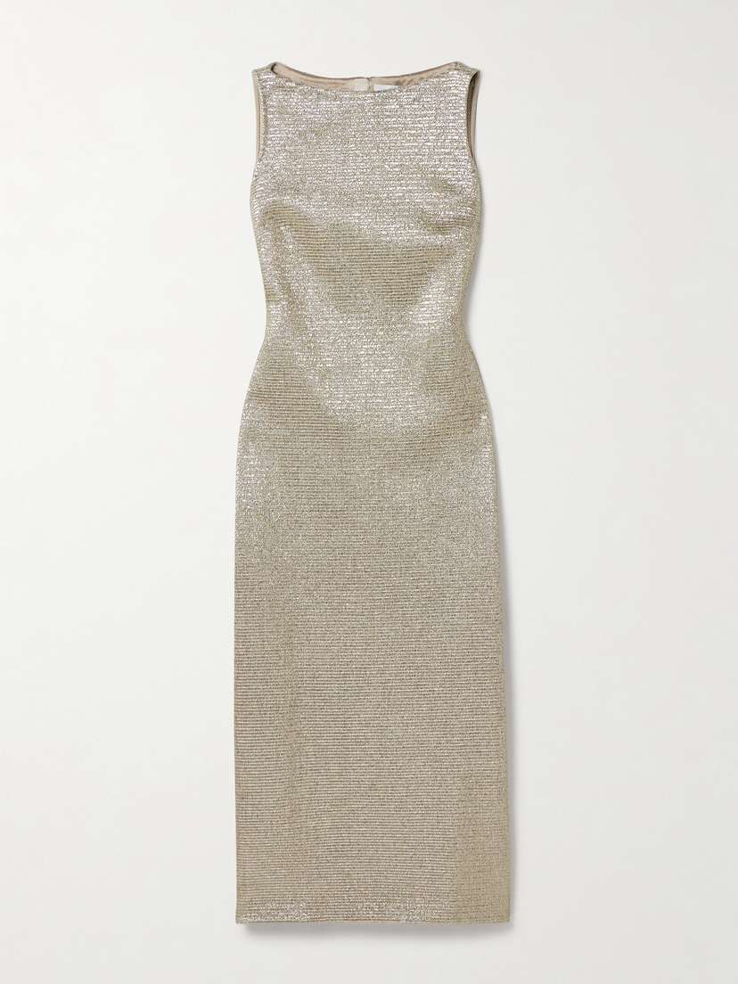 Adam Lippes Blaire Metallic Stretch-tweed Midi Dress