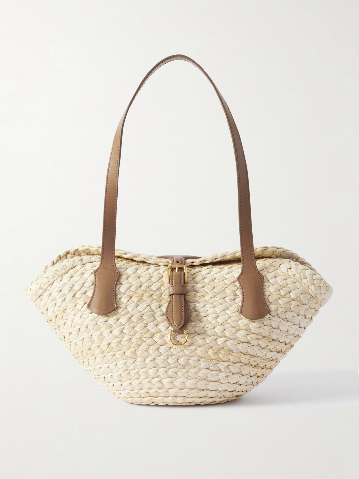 Dolce & Gabbana Leather-trimmed Raffia Shoulder Bag In Neutral