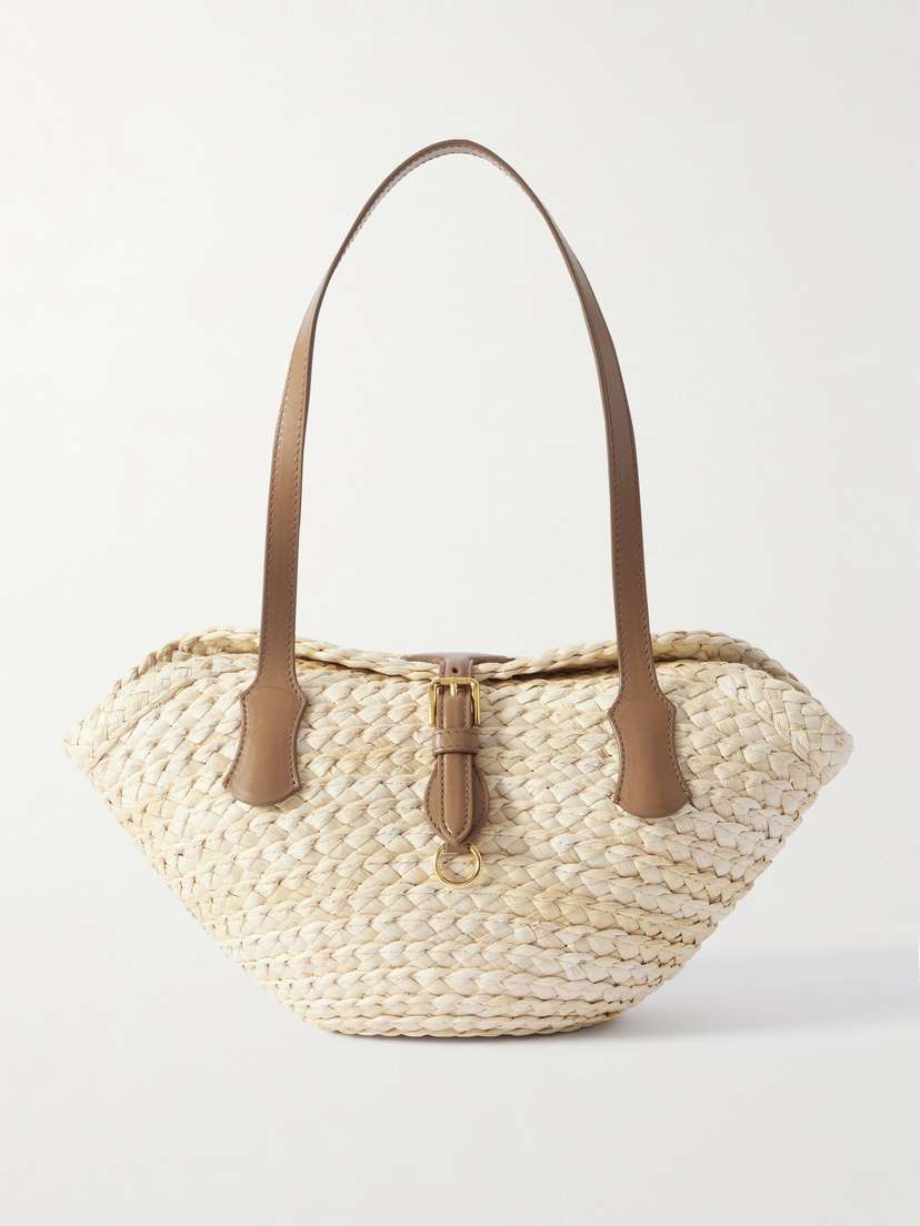 Dolce & Gabbana Leather-trimmed Raffia Shoulder Bag