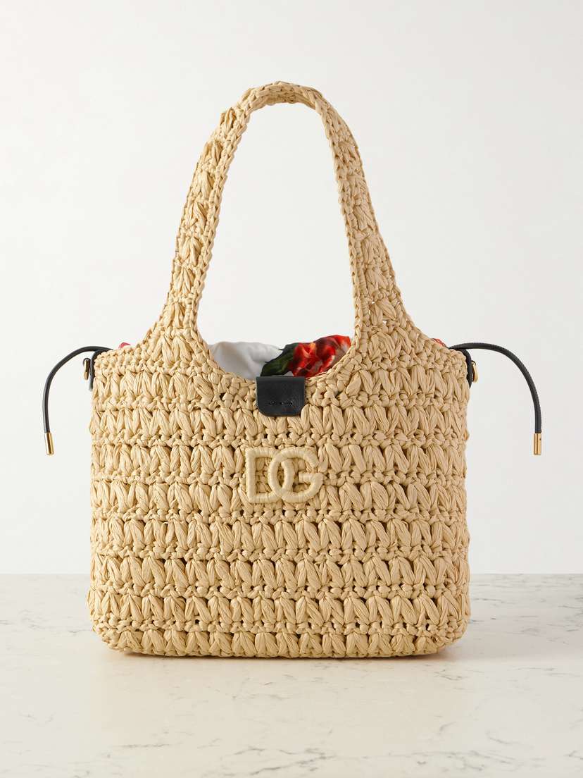 Dolce & Gabbana Leather-trimmed Raffia Tote