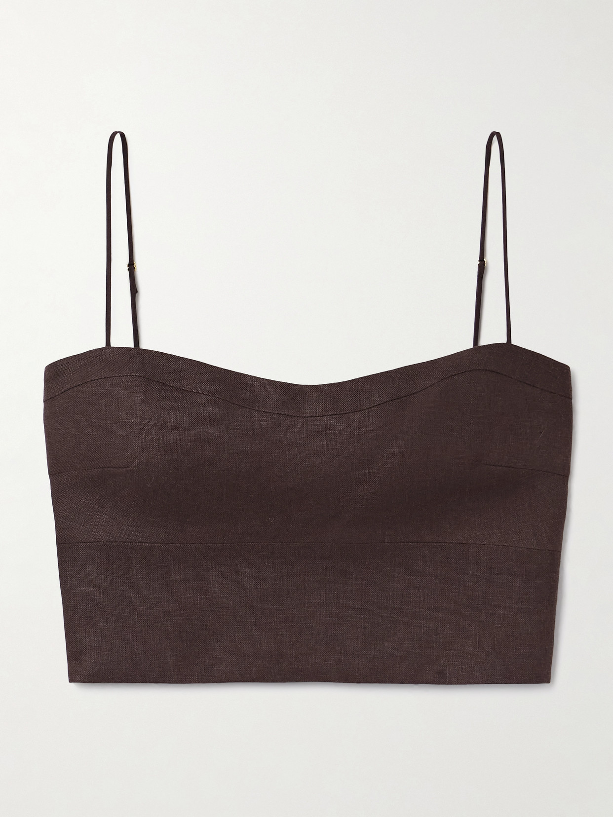 Adam Lippes Bex Cropped Linen Top In Brown